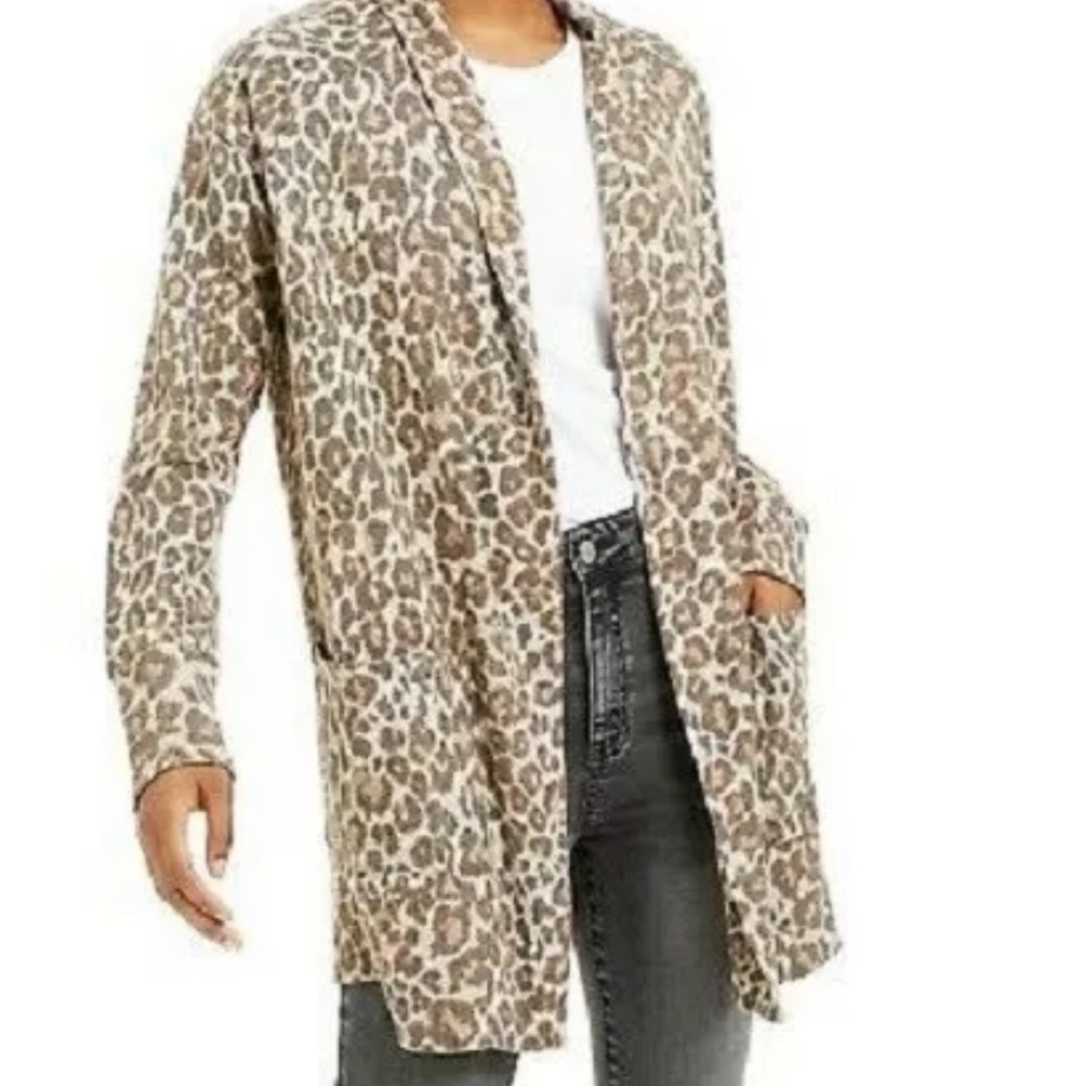 Hippie Rose juniors size M leopard print open front cardigan sweater